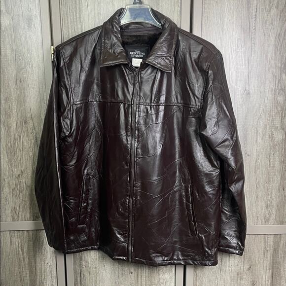 Vintage 70's Haband Executive Division 100% Leather Patchwork Jacket Men's L - Picture 1 of 12